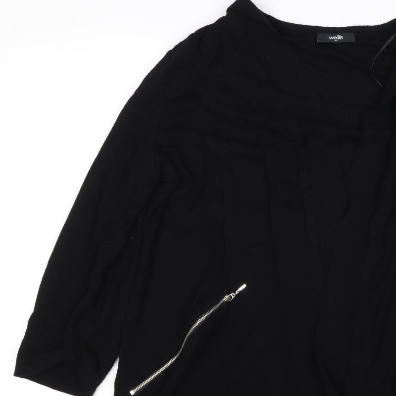 Wallis Women’s Black Size 20 Open Zip Pocket Cardigan