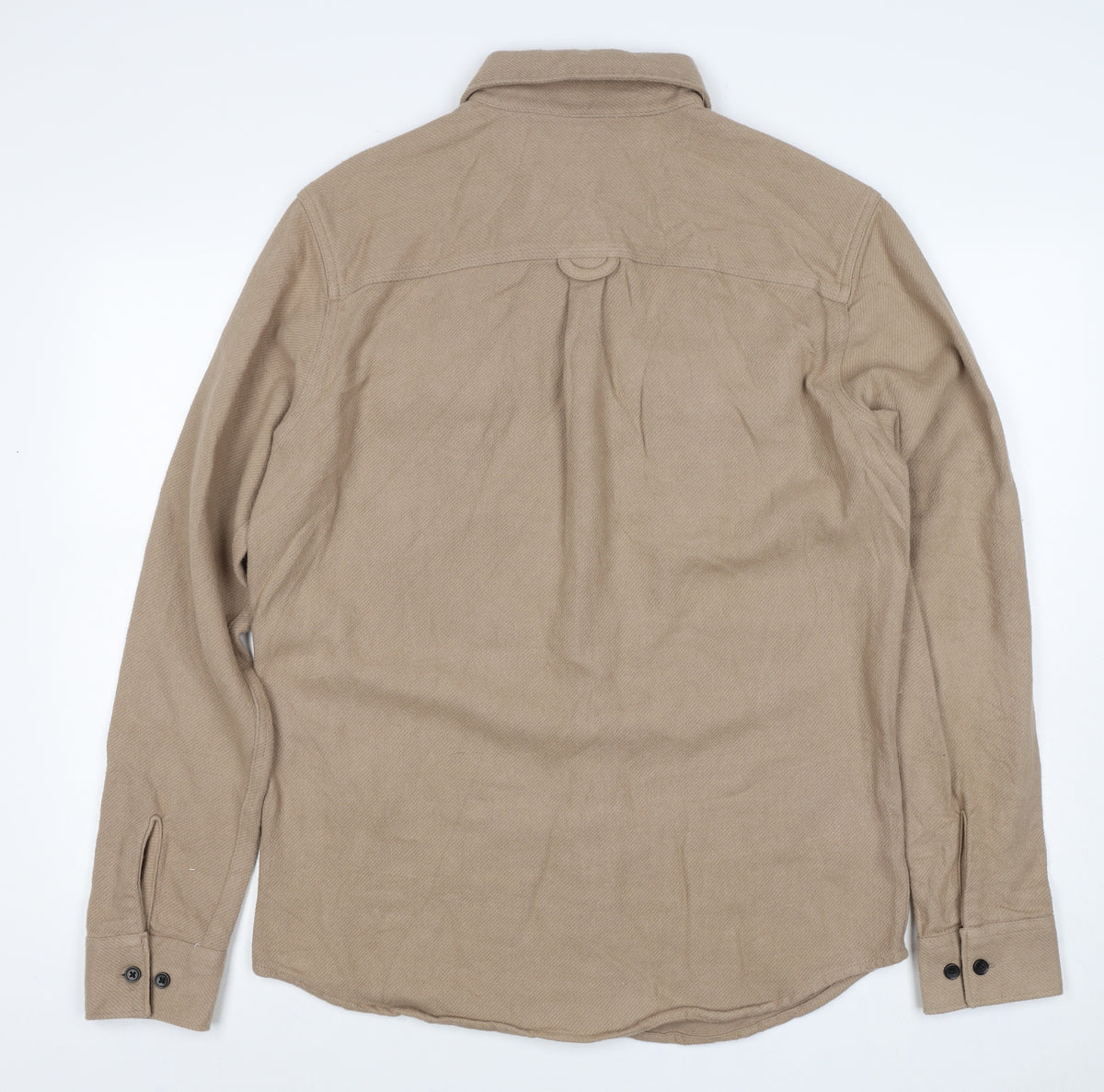 Jack & Jones Men’s Beige L Cotton Herringbone Overshirt Button-Up