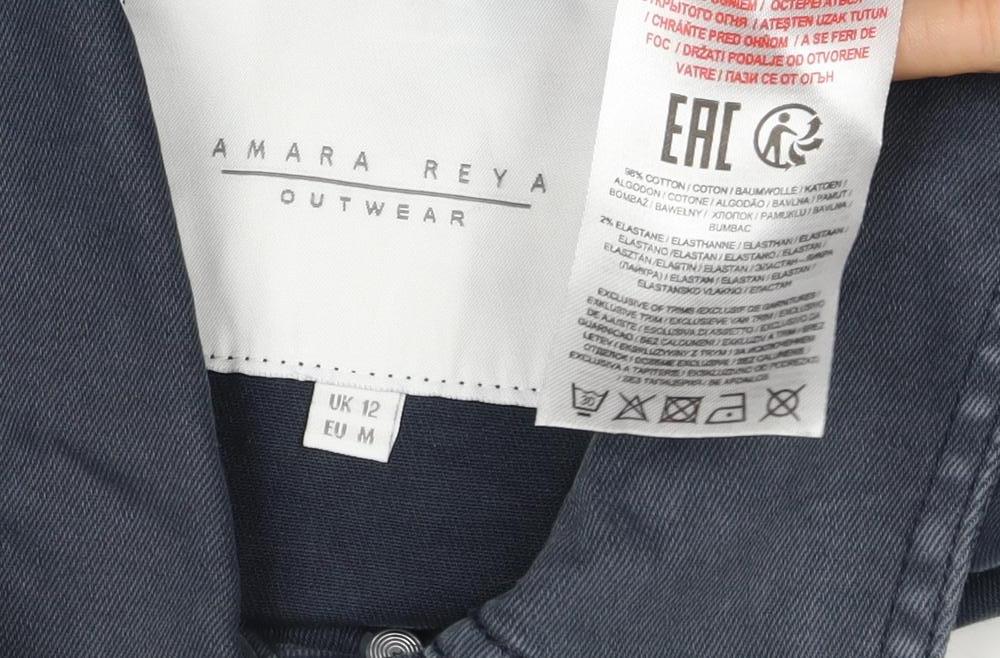 Amara Reya Women’s Blue UK 12 Denim Basic Jacket Collared Snap Front