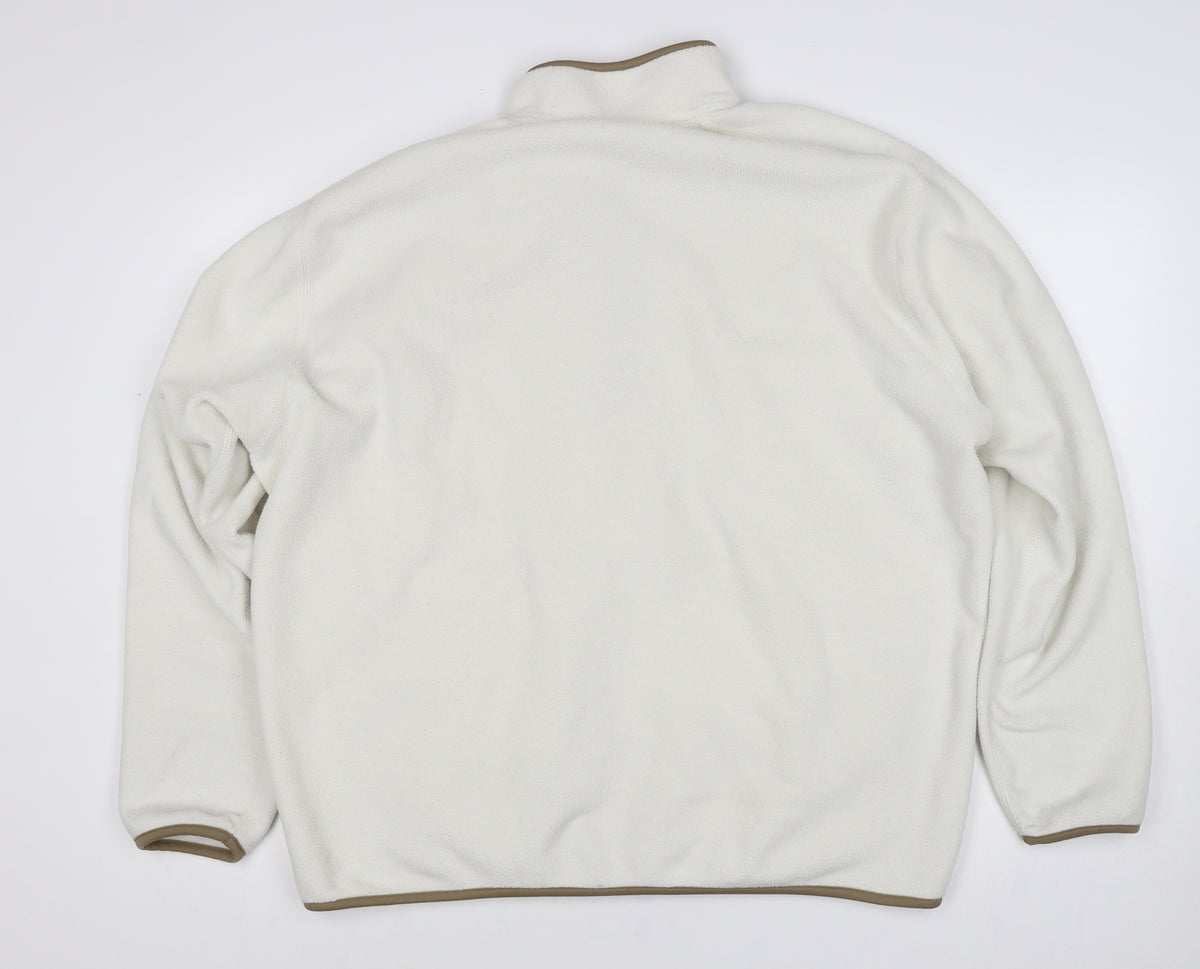 UNIQLO Men’s Ivory XL Quarter Zip Fleece Pullover Sweatshirt Pockets