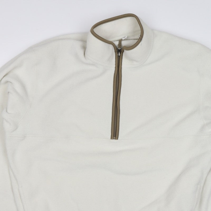 UNIQLO Men’s Ivory XL Quarter Zip Fleece Pullover Sweatshirt Pockets