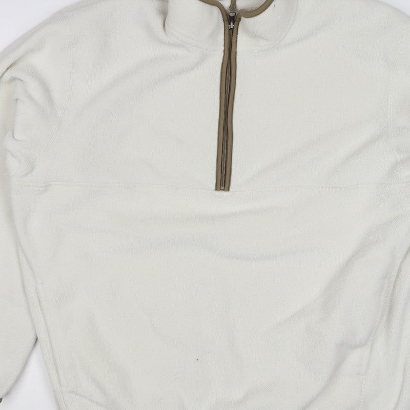 UNIQLO Men’s Ivory XL Quarter Zip Fleece Pullover Sweatshirt Pockets