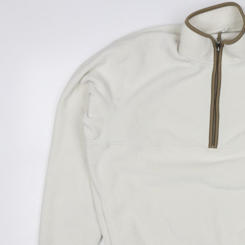 UNIQLO Men’s Ivory XL Quarter Zip Fleece Pullover Sweatshirt Pockets