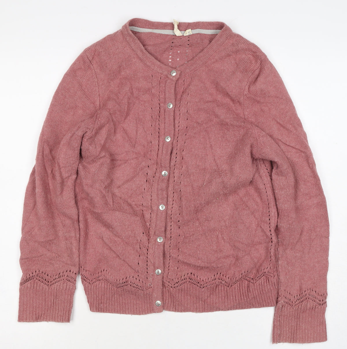 White Stuff Women’s Pink Wool Blend Button Cardigan Size 12 V-Neck