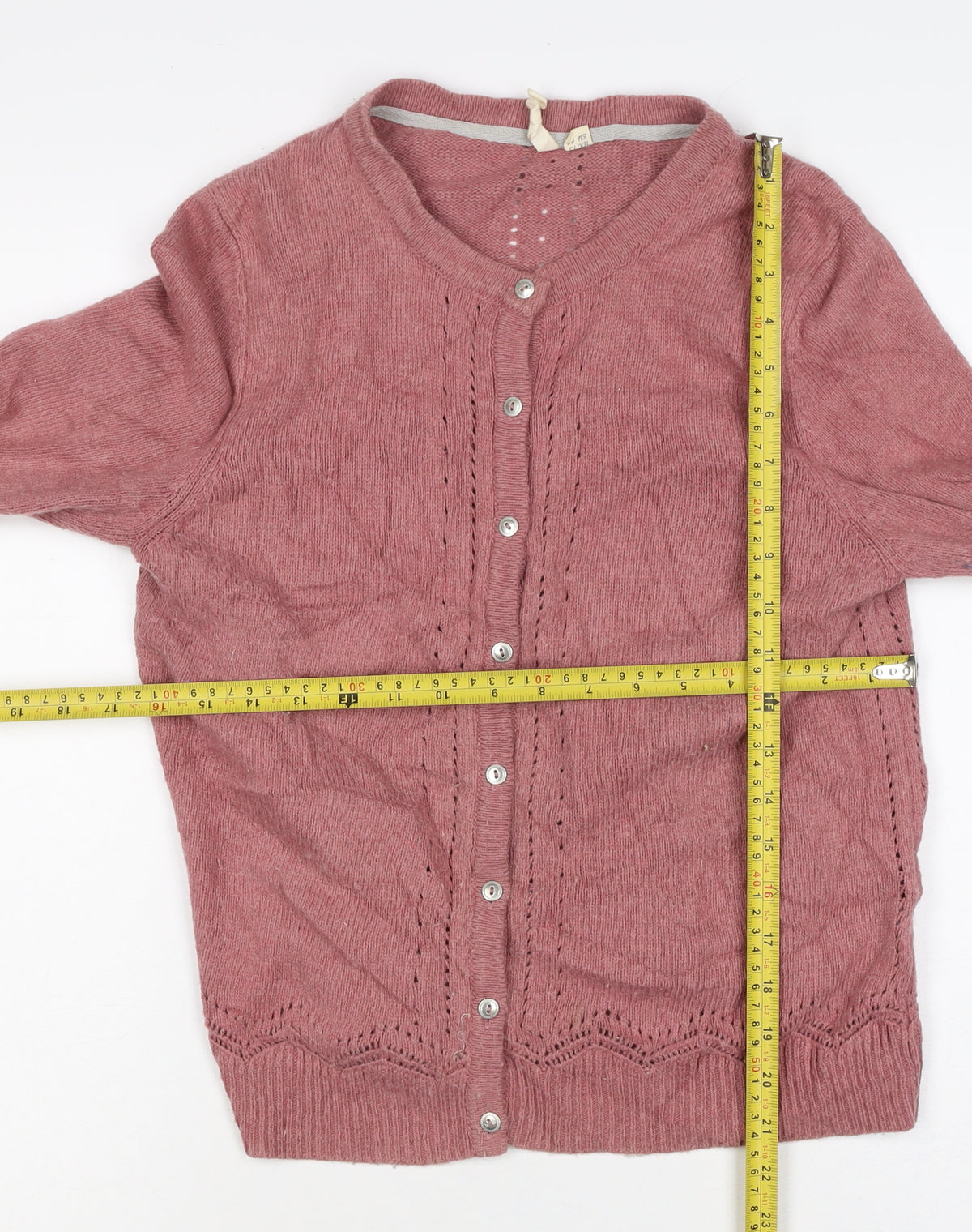White Stuff Women’s Pink Wool Blend Button Cardigan Size 12 V-Neck