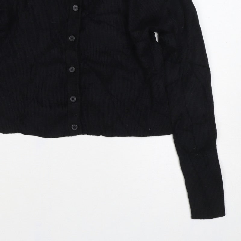 ASOS Design Women’s Black S Button Crew Neck Knit Cardigan