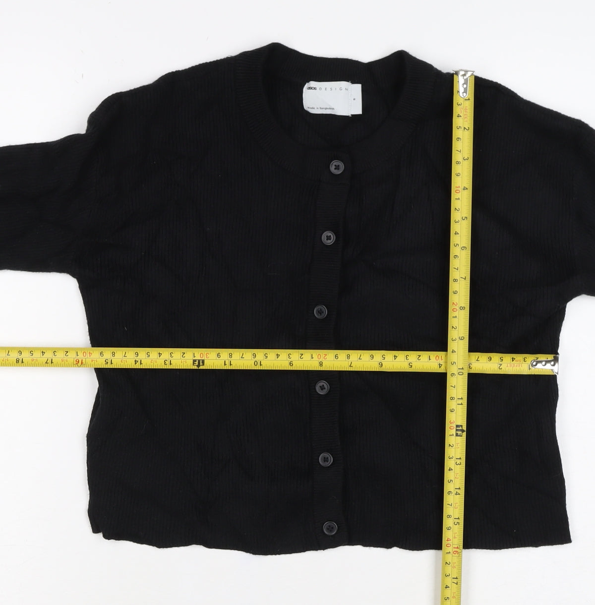 ASOS Design Women’s Black S Button Crew Neck Knit Cardigan