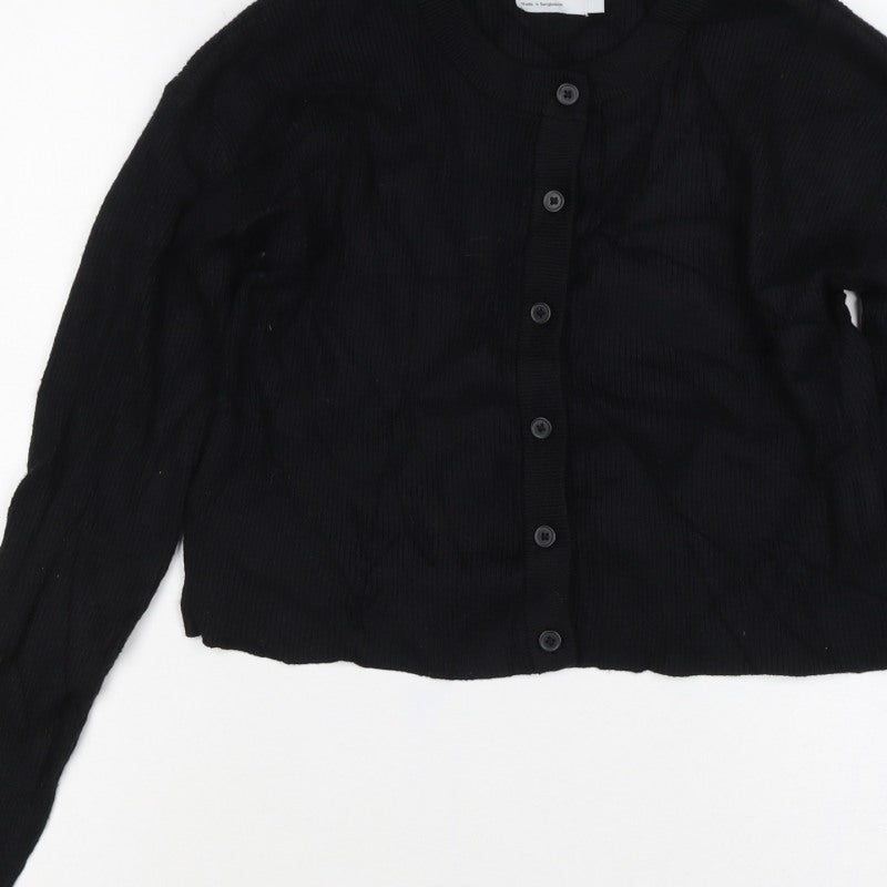 ASOS Design Women’s Black S Button Crew Neck Knit Cardigan