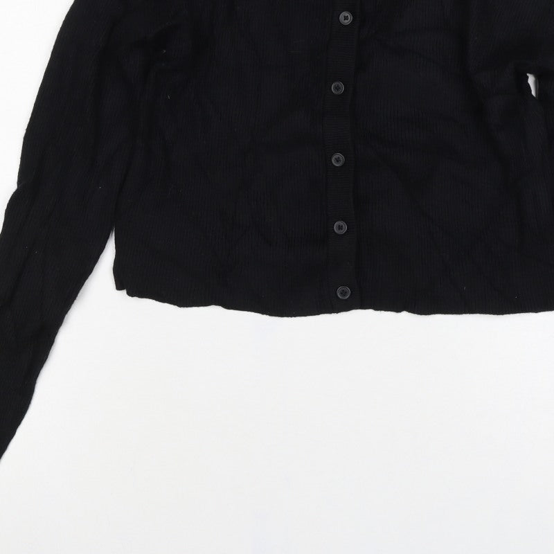 ASOS Design Women’s Black S Button Crew Neck Knit Cardigan
