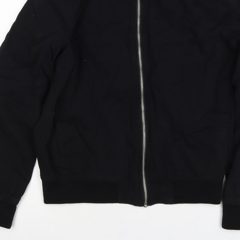 Topman Men’s Black S Cotton Bomber Jacket Full Zip Lined