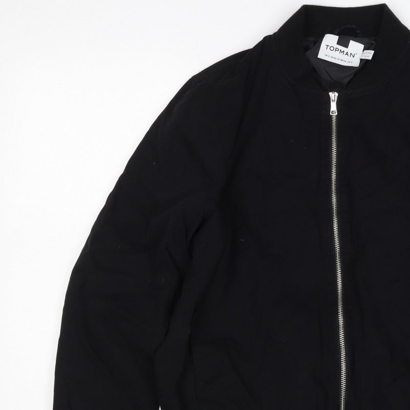 Topman Men’s Black S Cotton Bomber Jacket Full Zip Lined