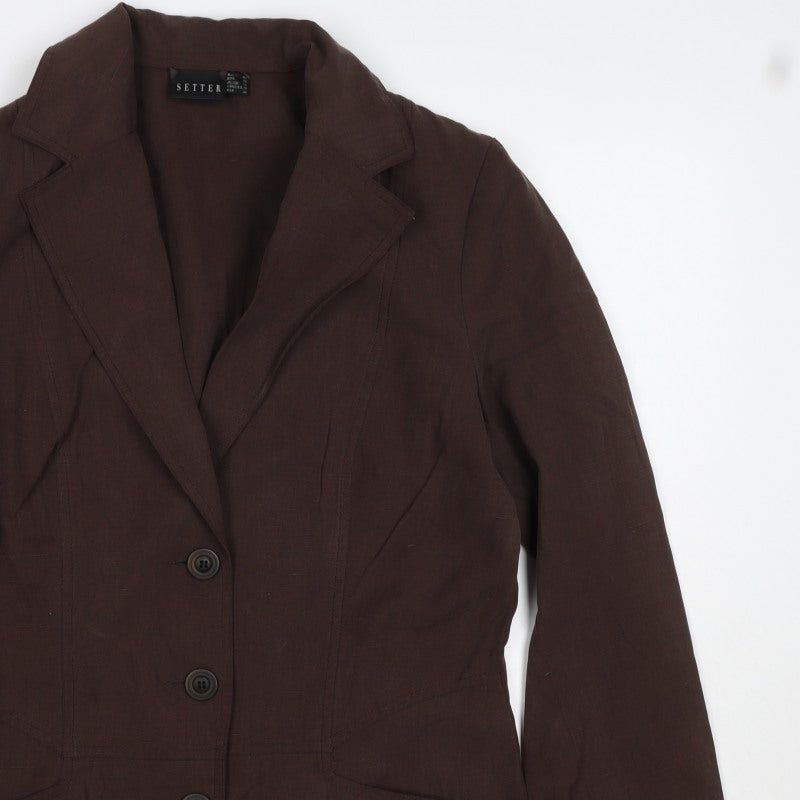 Setter Women’s Brown UK 14 Three Button Tailored Blazer Jacket