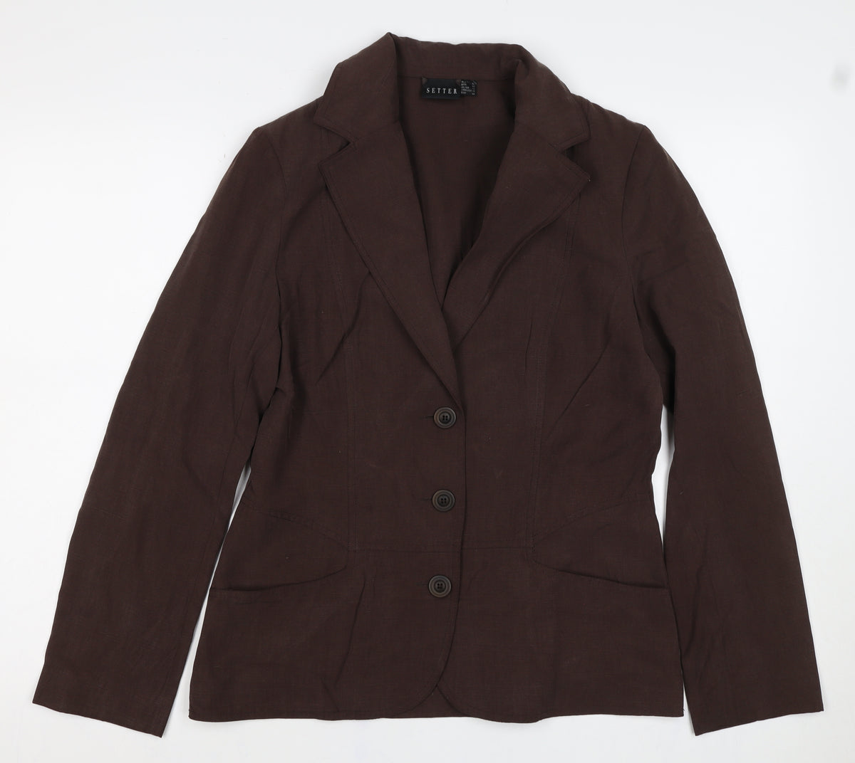 Setter Women’s Brown UK 14 Three Button Tailored Blazer Jacket