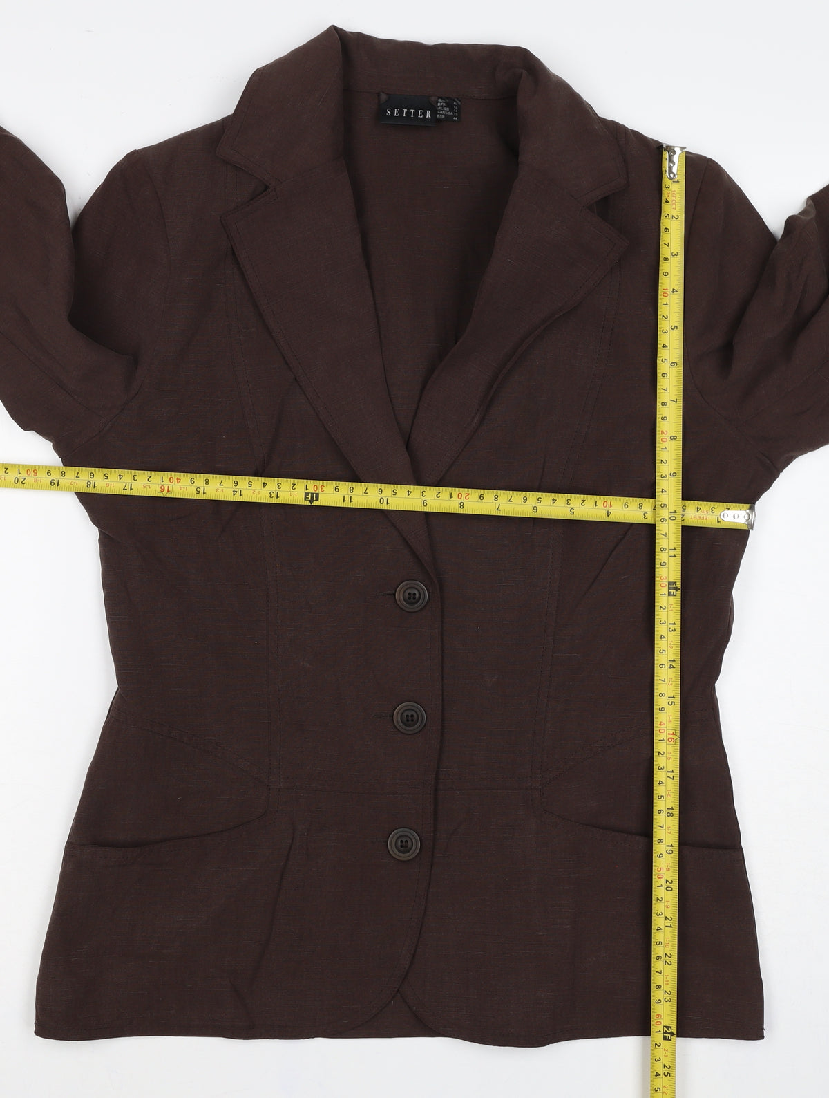 Setter Women’s Brown UK 14 Three Button Tailored Blazer Jacket