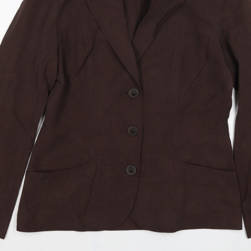 Setter Women’s Brown UK 14 Three Button Tailored Blazer Jacket