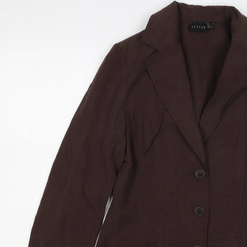 Setter Women’s Brown UK 14 Three Button Tailored Blazer Jacket