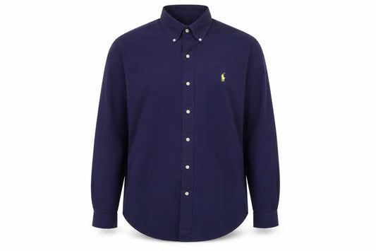Ralph Lauren Men's Navy M Cotton Button Down Logo Dress Shirt