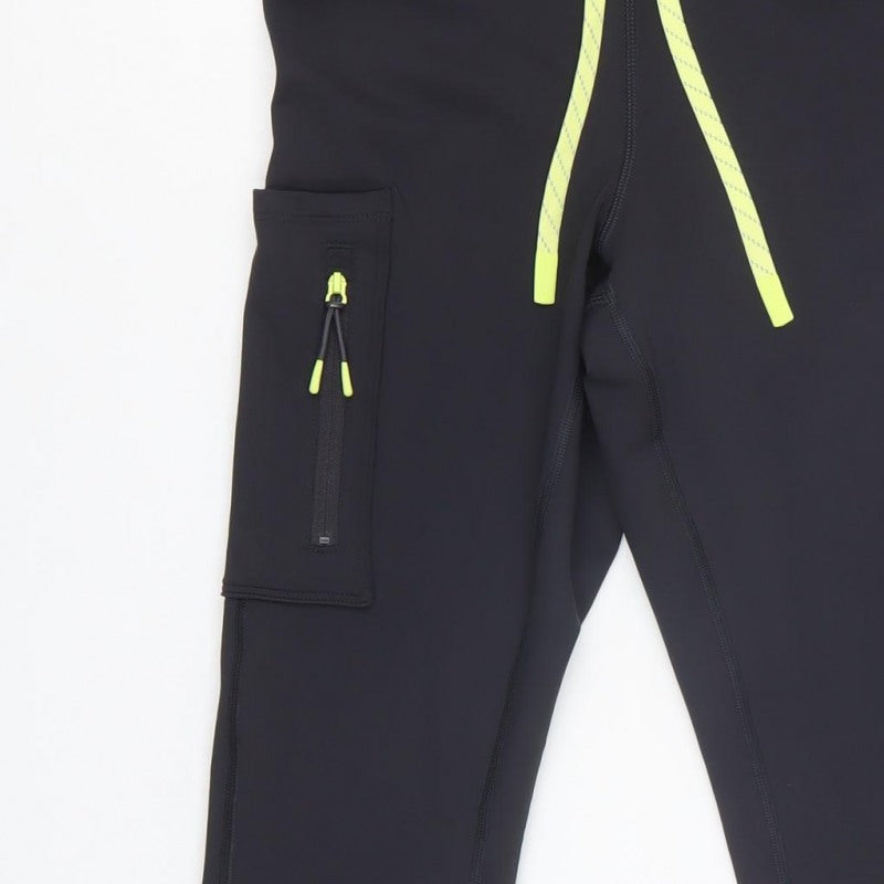 Goodmove Women’s Black UK 10 Track Pants Drawstring Zip Pocket