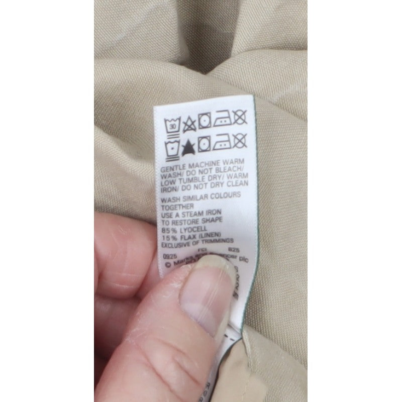 M&S Women Beige UK 12 Short Wide-Leg Drawstring Trousers