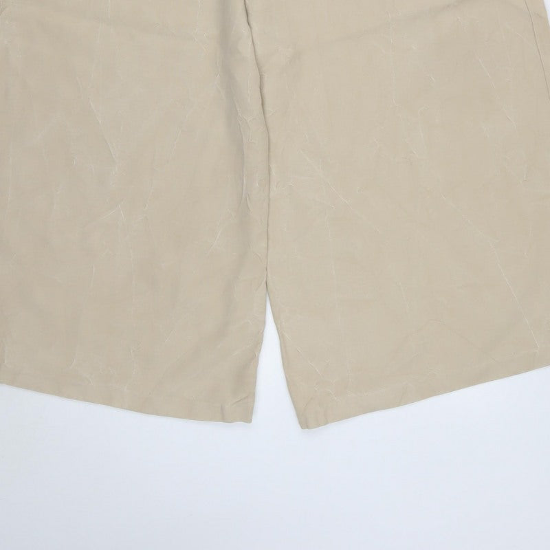 M&S Women Beige UK 12 Short Wide-Leg Drawstring Trousers