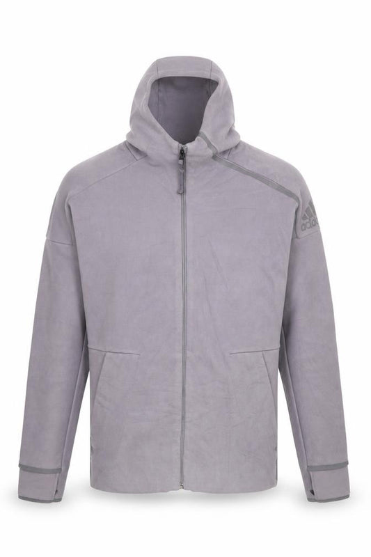 Adidas Men’s Grey S Full Zip Hooded Sports Hoodie Logo