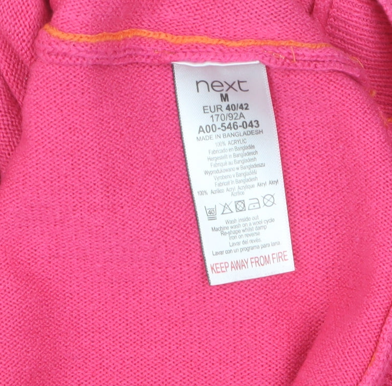 Next Womens Pink Orange Colour Block Crew Neck Jumper UK 12
