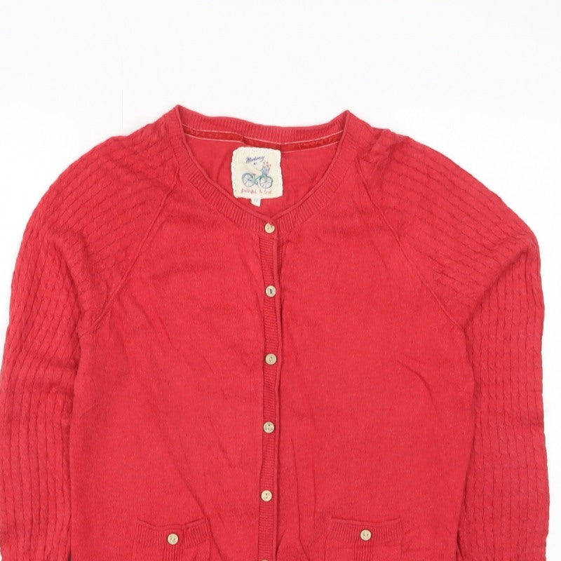 Mantaray Women’s Red Size 12 Cotton Cable Knit Button Cardigan