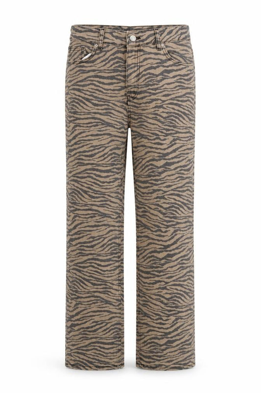 Denim Co. Women’s Beige Animal Print Straight Jeans UK 10