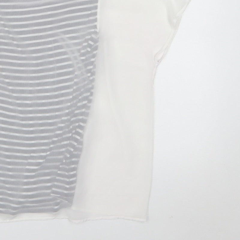 Mint Velvet Women's White Navy Stripe Sheer Layered Blouse UK 12