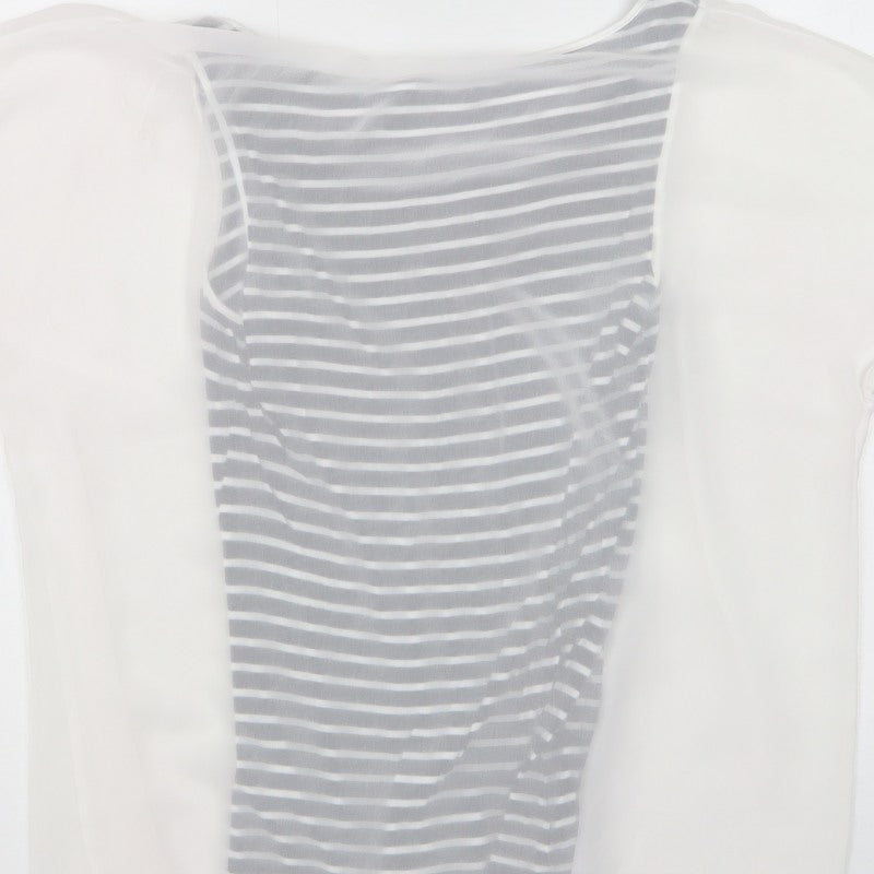 Mint Velvet Women's White Navy Stripe Sheer Layered Blouse UK 12