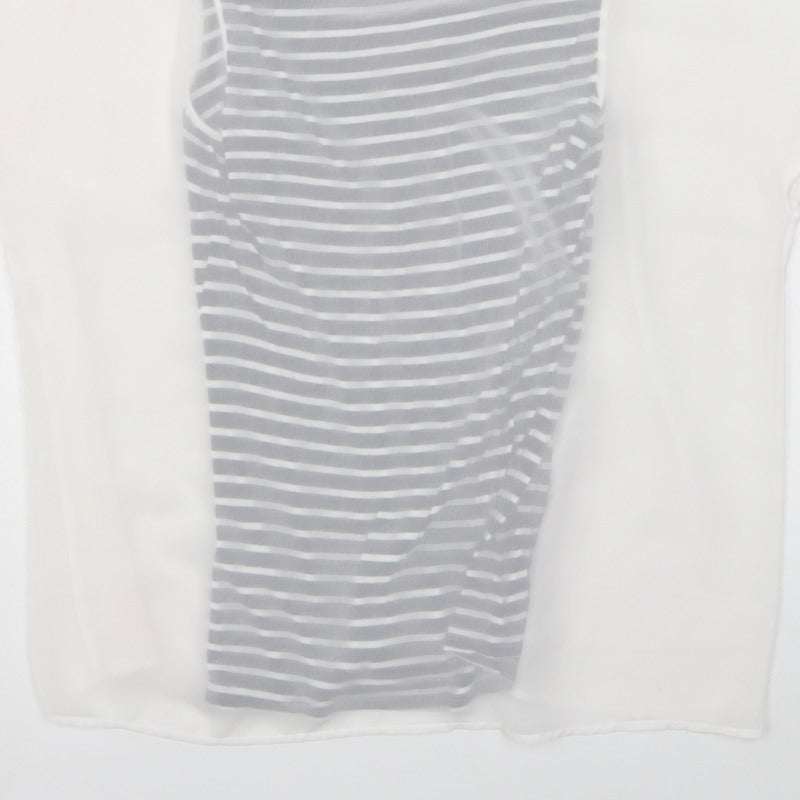 Mint Velvet Women's White Navy Stripe Sheer Layered Blouse UK 12