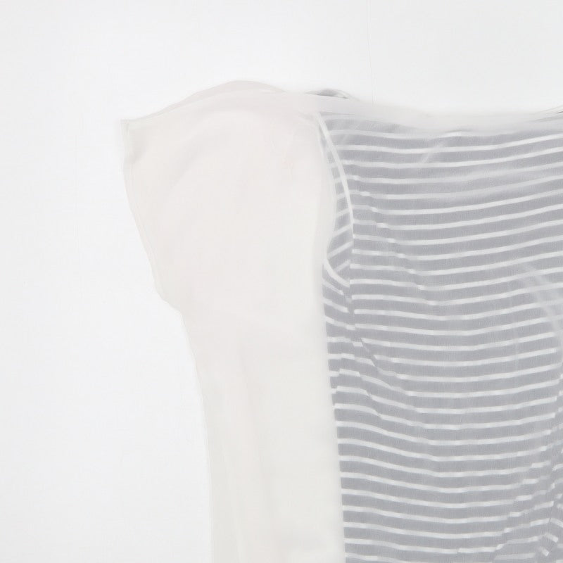 Mint Velvet Women's White Navy Stripe Sheer Layered Blouse UK 12