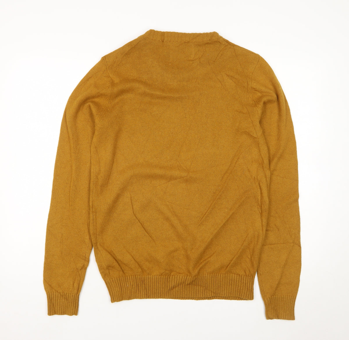 Jack & Jones Men's Yellow S Button Shoulder Pullover Wool Blend Jumper