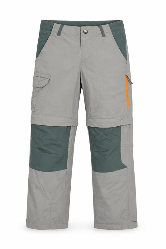 Quechua Boys Grey Green 10 Years Convertible Cargo Hiking Trousers