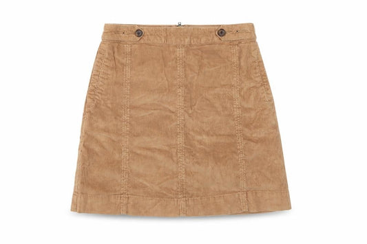 FatFace Women's Beige UK 10 Corduroy A-Line Mini Skirt Pockets
