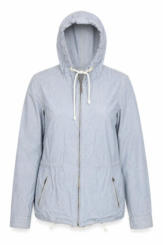 L.O.G.G. Womens Blue Stripe Hooded Zip Jacket UK 10 Cotton Casual