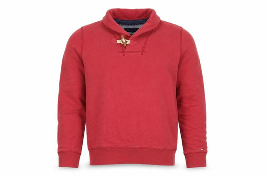 Tommy Hilfiger Men Red S Vintage Fit Toggle Hoodie Fleece Logo