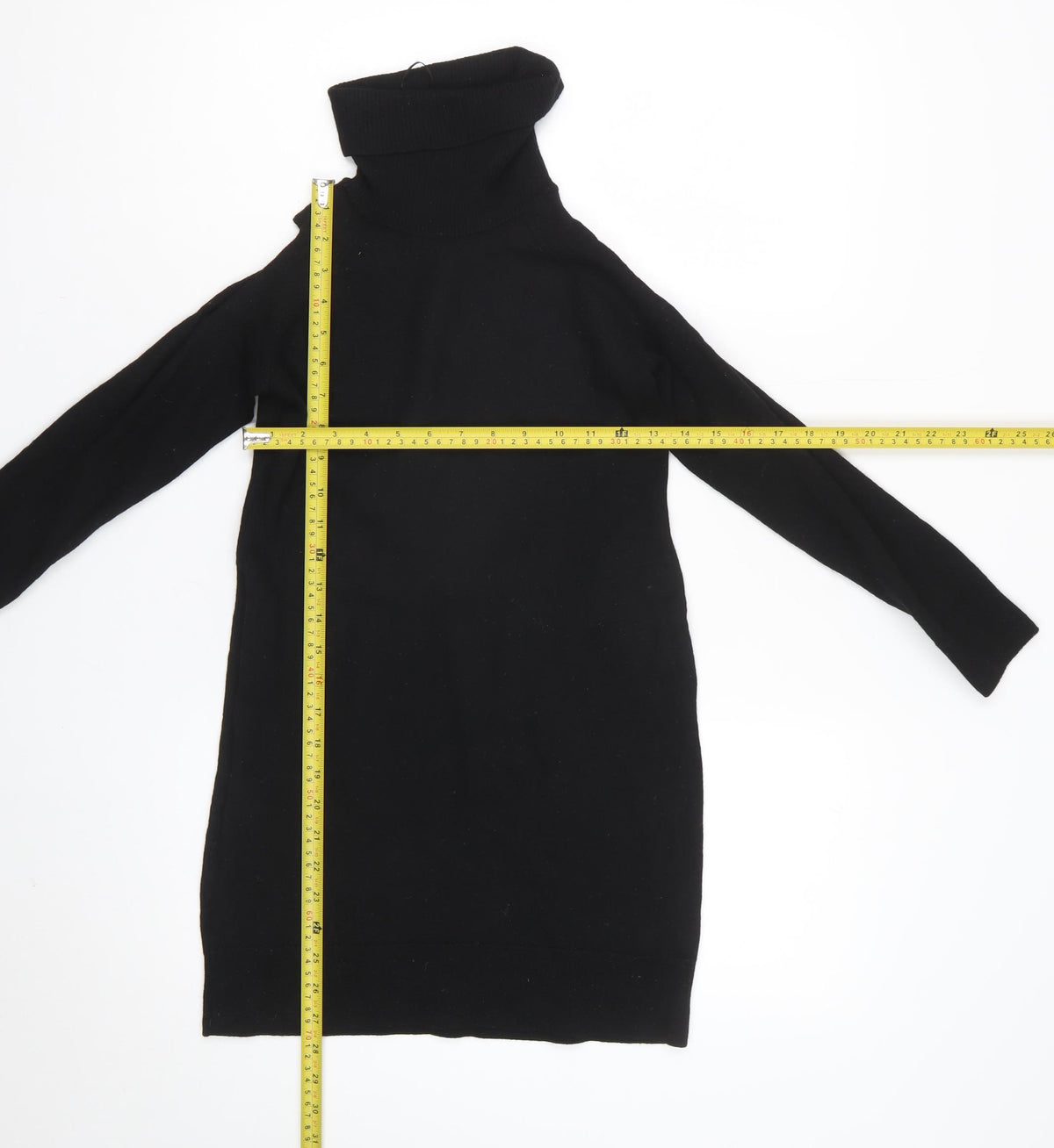 Massimo Dutti Women Black Size 12 Roll Neck Knit Tunic Jumper