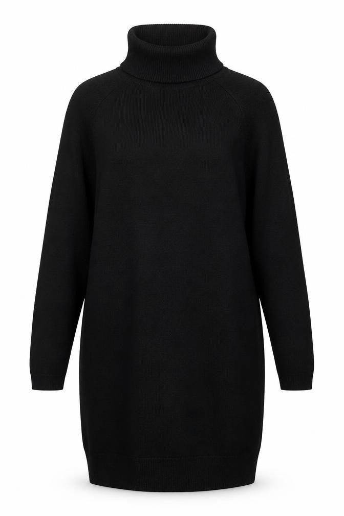 Massimo Dutti Women Black Size 12 Roll Neck Knit Tunic Jumper