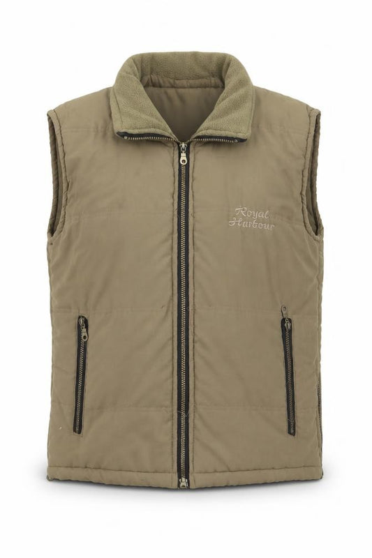 Royal Harbour Men Beige M Padded Puffer Gilet Fleece Collar