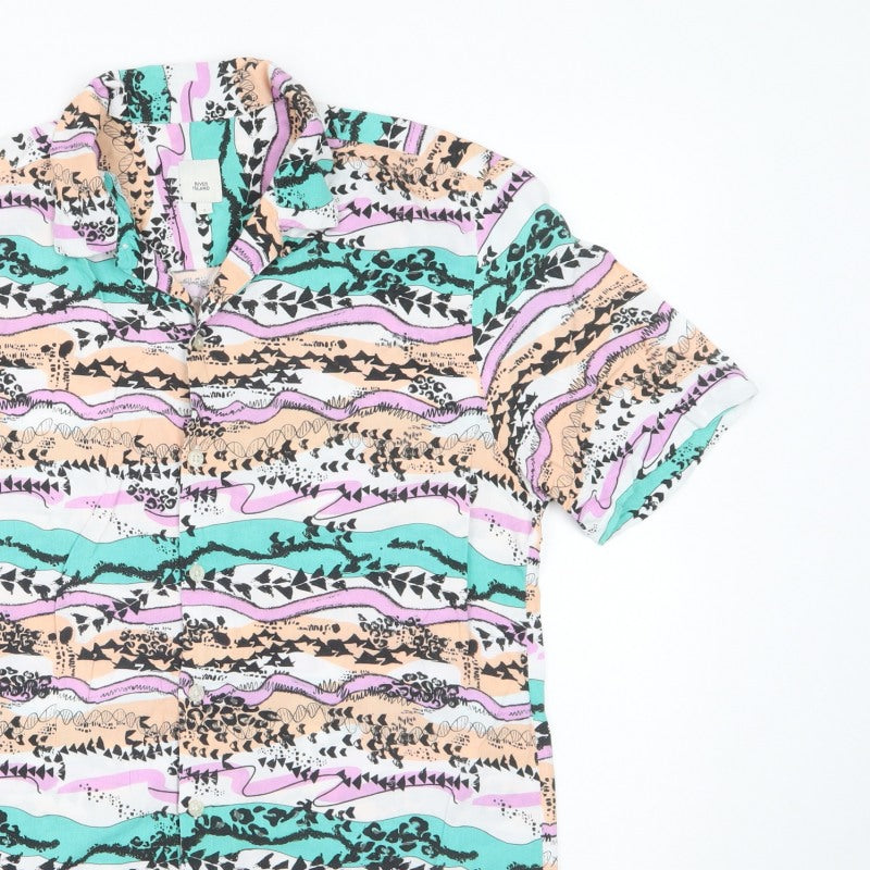 River Island Men’s Multicoloured S Abstract Viscose Short Sleeve Shirt