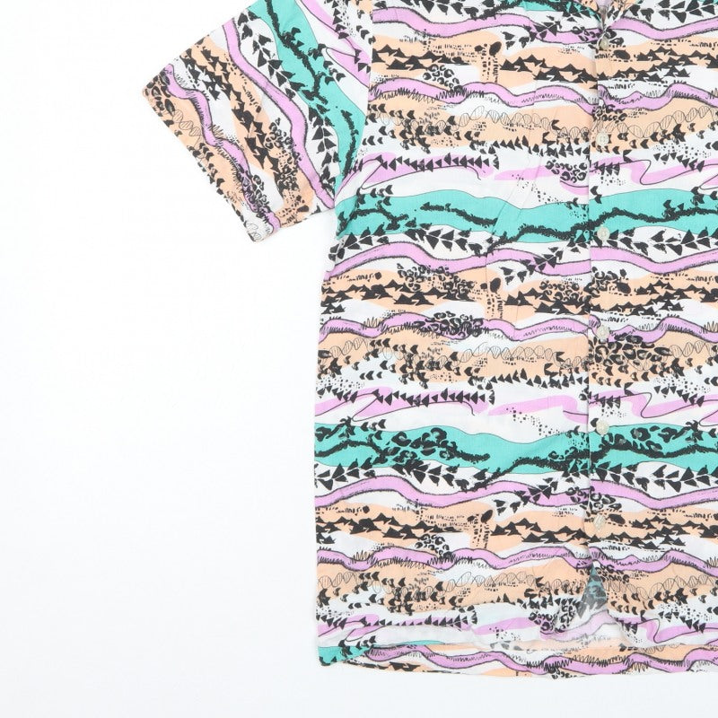 River Island Men’s Multicoloured S Abstract Viscose Short Sleeve Shirt
