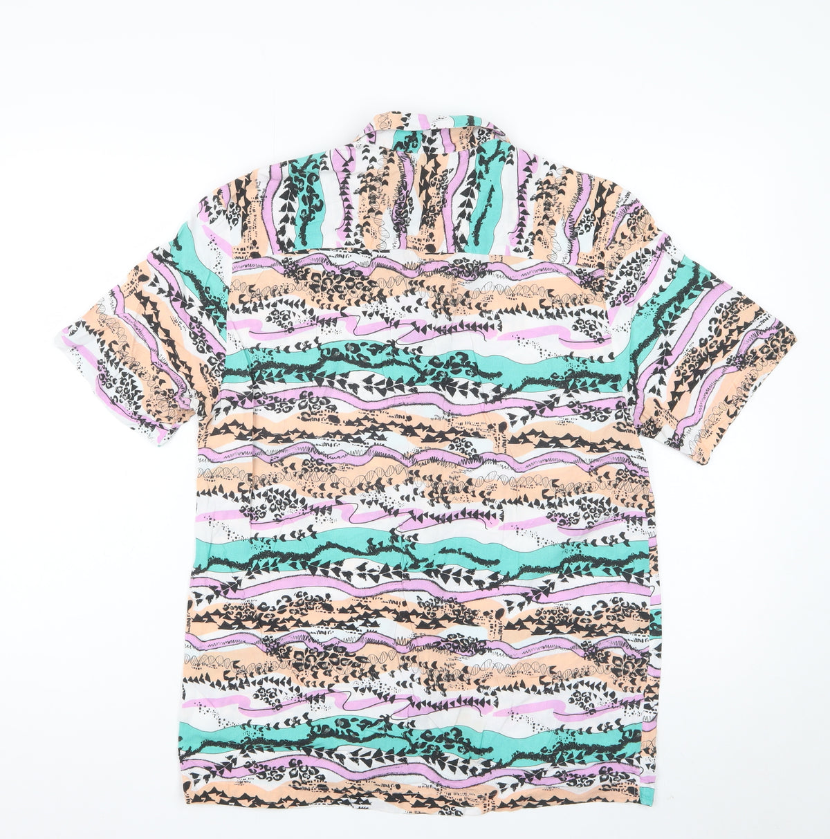 River Island Men’s Multicoloured S Abstract Viscose Short Sleeve Shirt