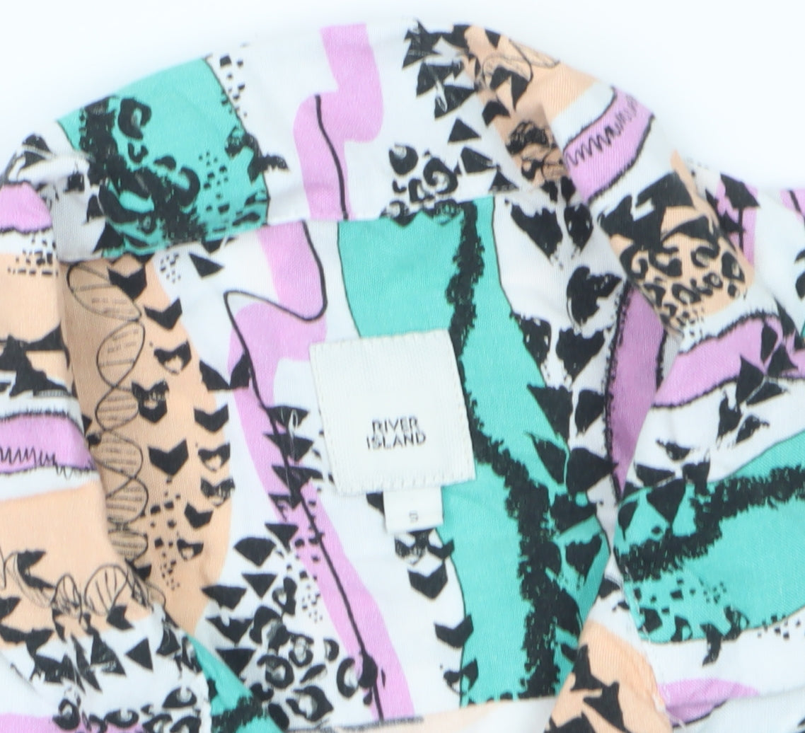 River Island Men’s Multicoloured S Abstract Viscose Short Sleeve Shirt