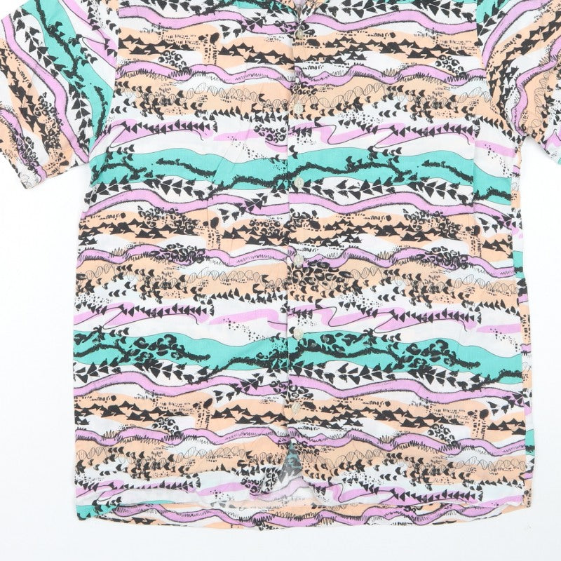 River Island Men’s Multicoloured S Abstract Viscose Short Sleeve Shirt