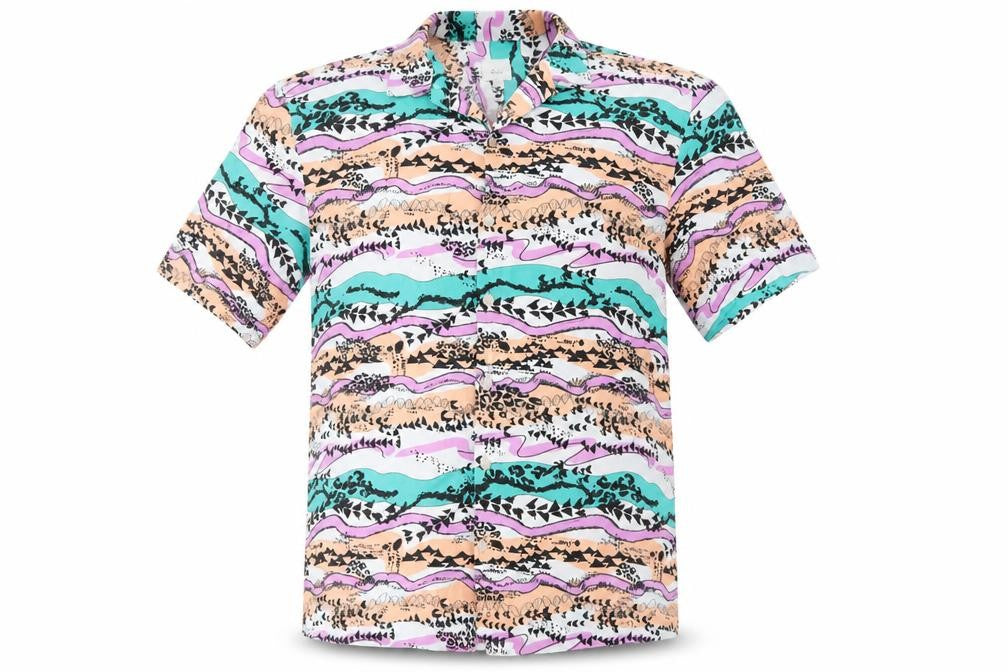 River Island Men’s Multicoloured S Abstract Viscose Short Sleeve Shirt