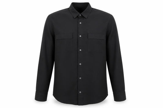 Next Men's Black M Modal Blend Button-Down Long Sleeve Pocket Shirt