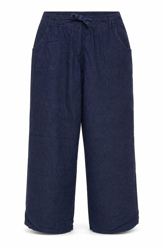 Spirit at M&Co Women’s Blue Linen Blend Wide Leg Trousers Size 20