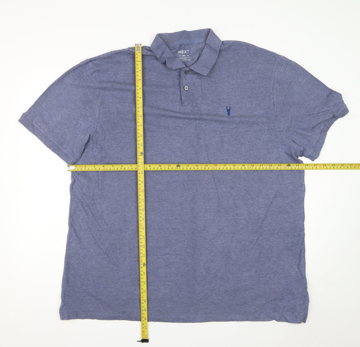 Next Men's Blue 2XL Regular Fit Cotton Blend Logo Polo Shirt