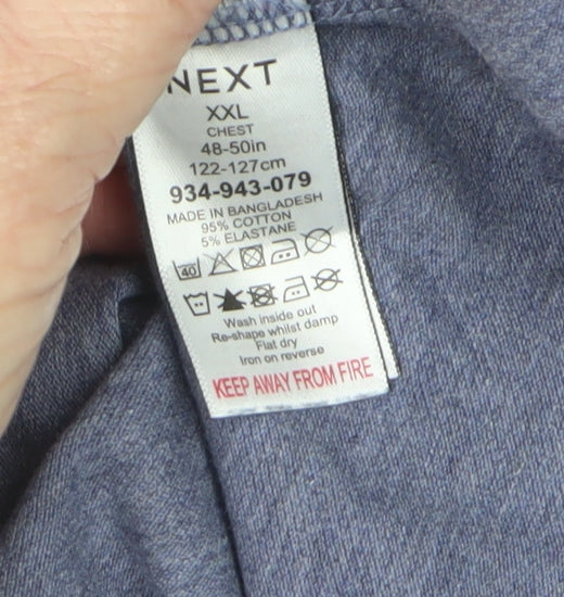 Next Men's Blue 2XL Regular Fit Cotton Blend Logo Polo Shirt